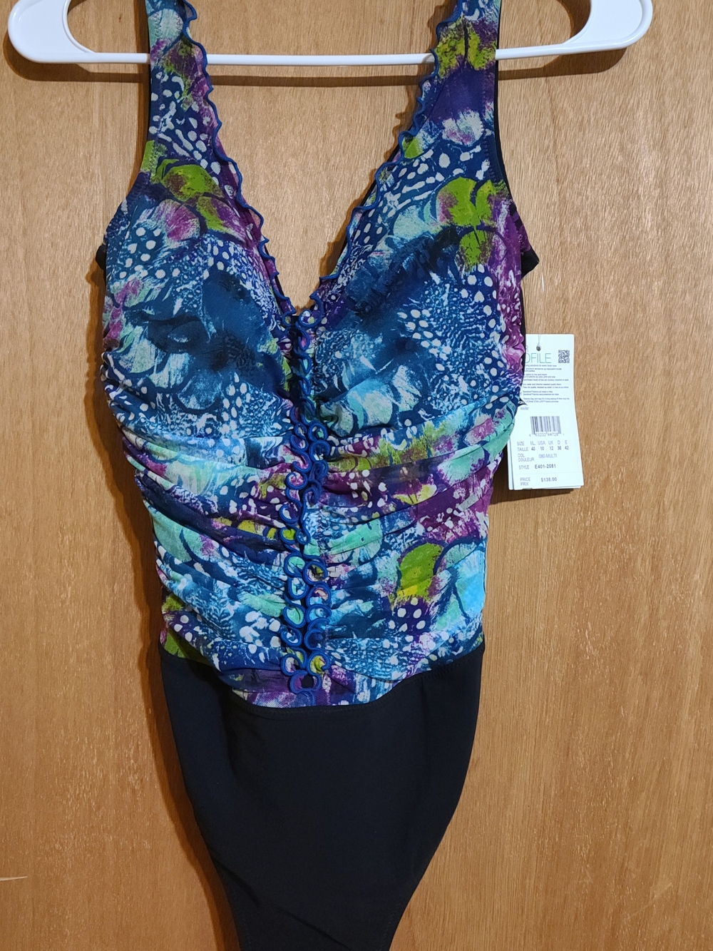 Profile By Gottex Multicolor Floral Swimsuit Top in Purple, Blue, Green, Black